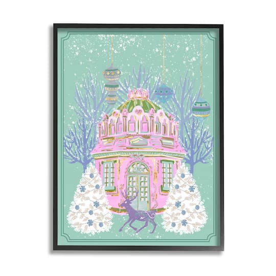 Stupell Industries Vintage Pastel Holiday Reindeer Framed Giclee Art